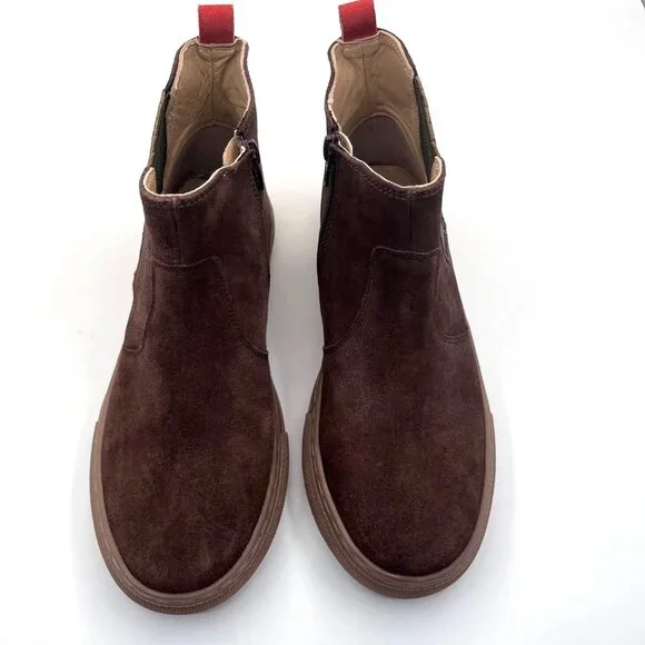 SIZE 6 Youth 39 Boys Mini Boden Brown Leather Green Camo Boots - Picture 2 of 10